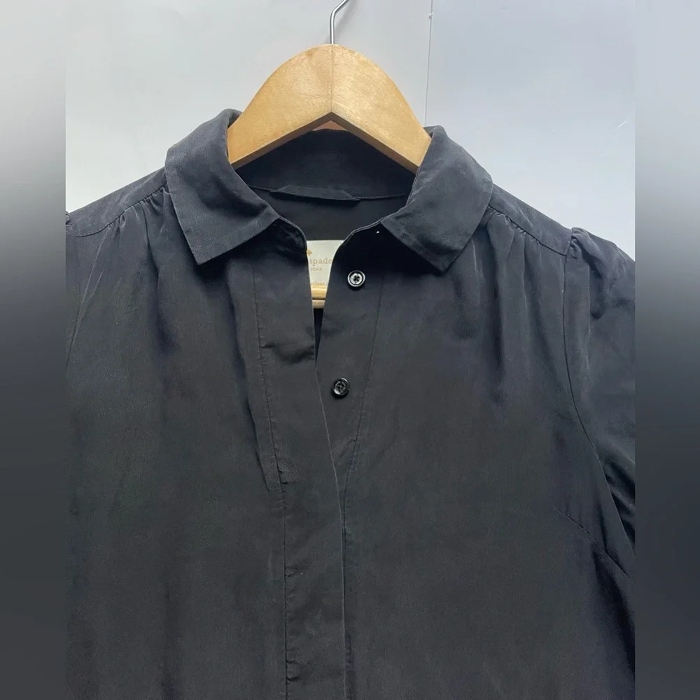 kate spade silk Long Sleeve Shift Dress Black size 4